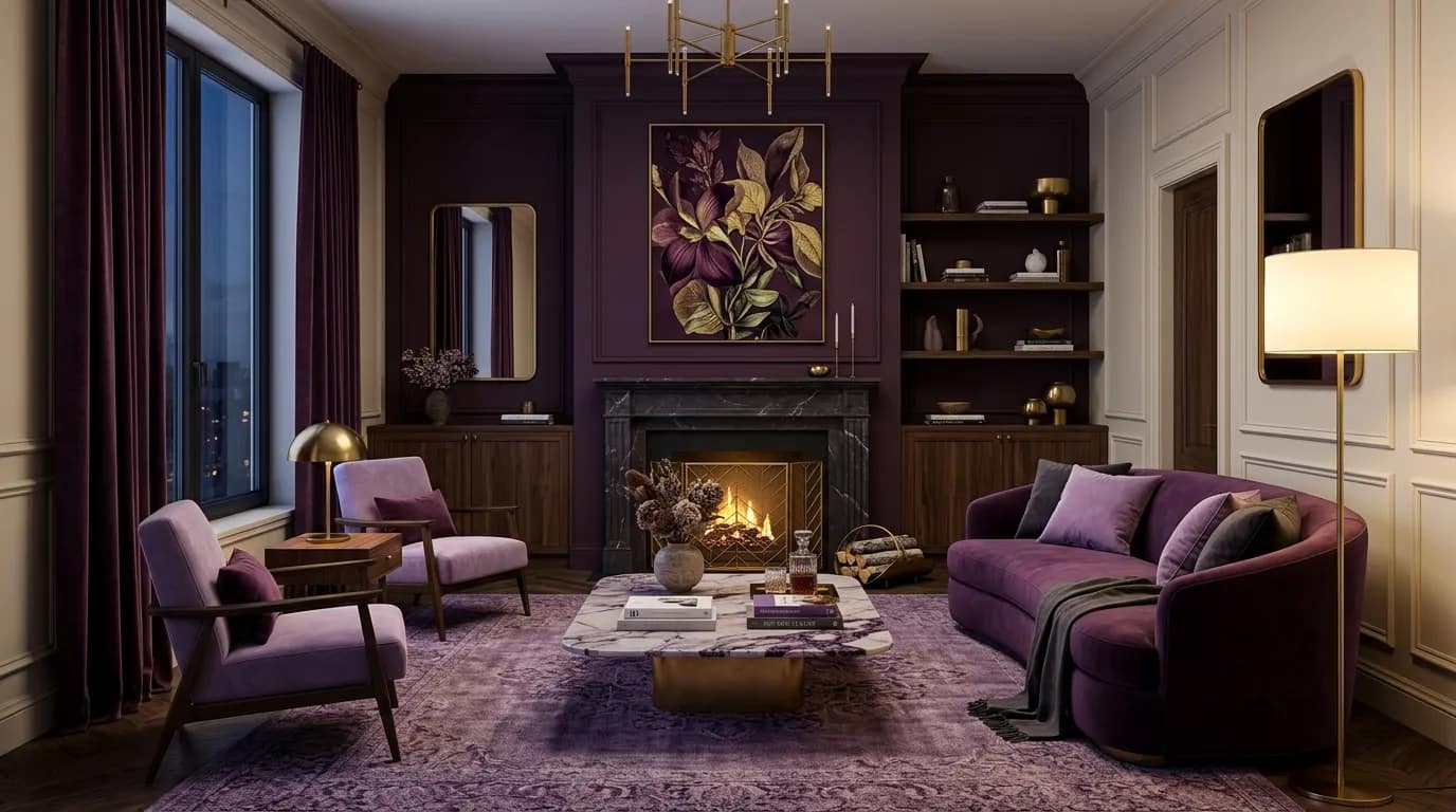 Moody Purple Living Room