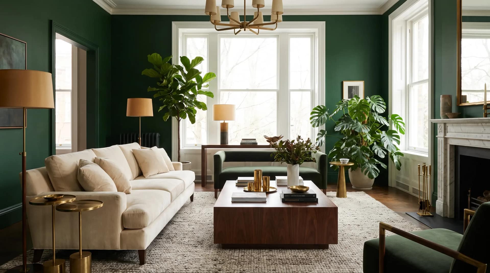 Dark Green Living Room