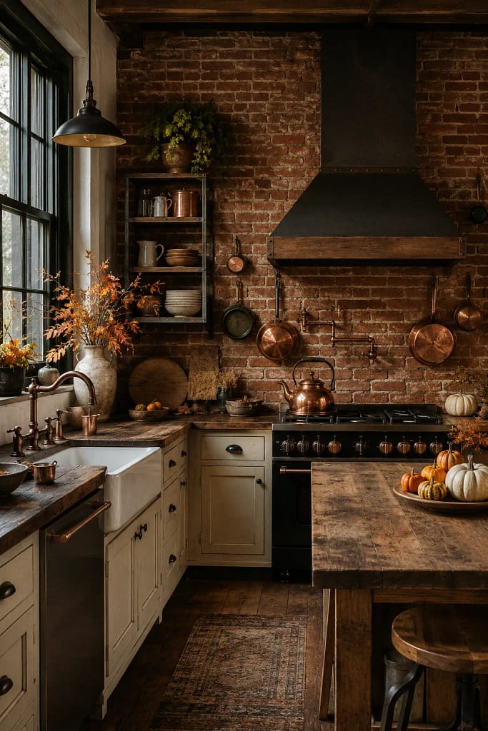 23 Fall Cottagecore Kitchen Ideas for Cozy Living 17 Brick Backsplash