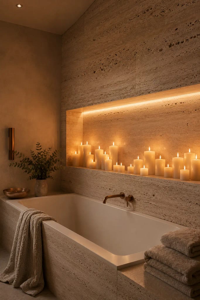 22 Corner Bathtub Ideas to Create Spa Style at Home 10 Built-In Candle Ledge