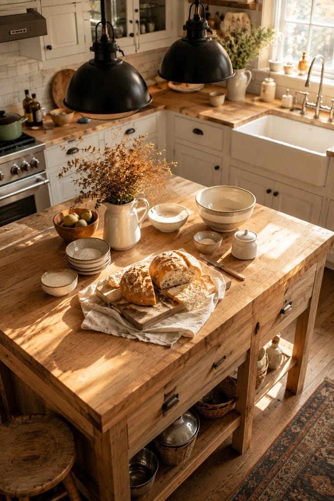 23 Fall Cottagecore Kitchen Ideas for Cozy Living 7 Butcher Block Countertops