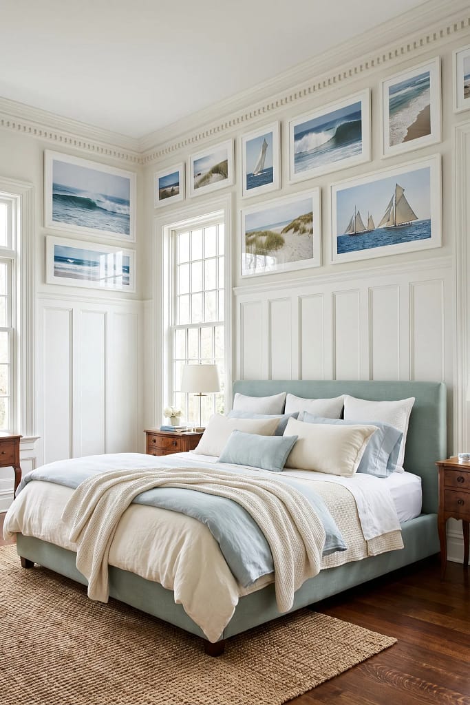 22 Seafoam Green Bedroom Ideas for Calm Coastal Style 6 Coastal Wall Art