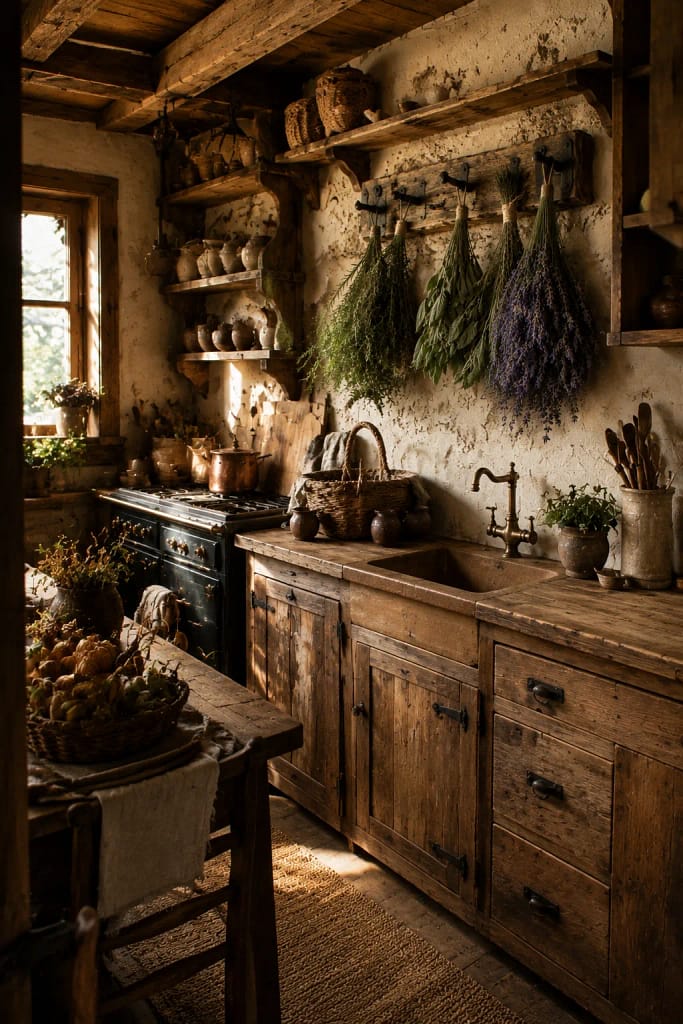 23 Fall Cottagecore Kitchen Ideas for Cozy Living 6 Dried Herb Bundles