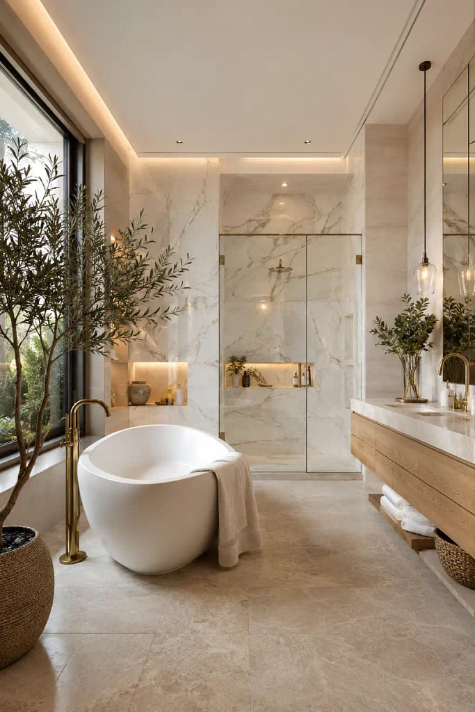 22 Corner Bathtub Ideas to Create Spa Style at Home 5 Freestanding Corner Tub