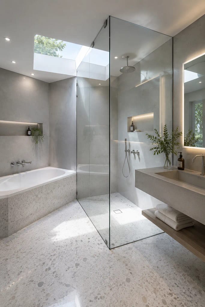 22 Corner Bathtub Ideas to Create Spa Style at Home 11 Glass Shower Divider