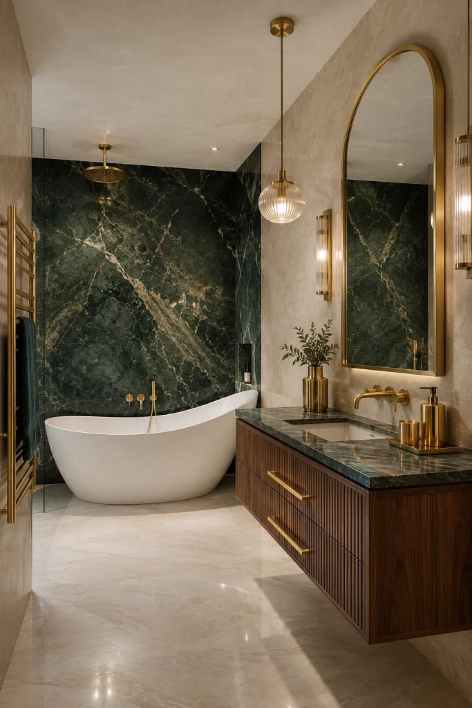 22 Corner Bathtub Ideas to Create Spa Style at Home 12 Gold Hardware Touches
