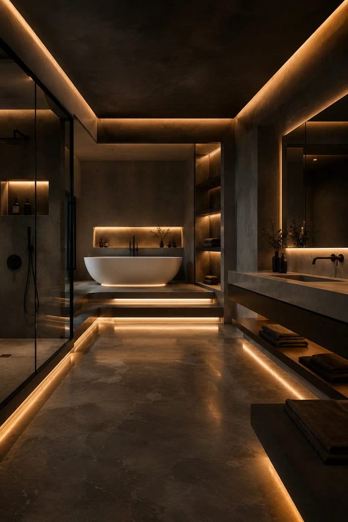 22 Corner Bathtub Ideas to Create Spa Style at Home 13 Hidden LED Lighting