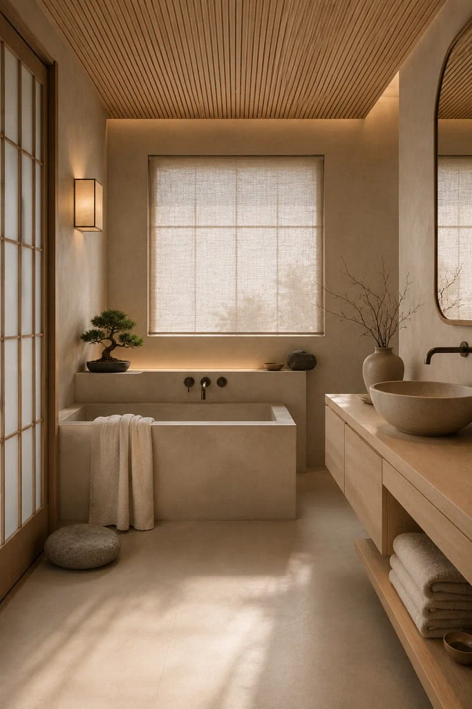 22 Corner Bathtub Ideas to Create Spa Style at Home 19 Japandi Simplicity