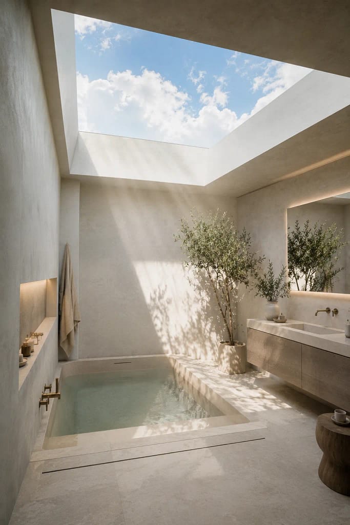 22 Corner Bathtub Ideas to Create Spa Style at Home 18 Skylight Above Tub