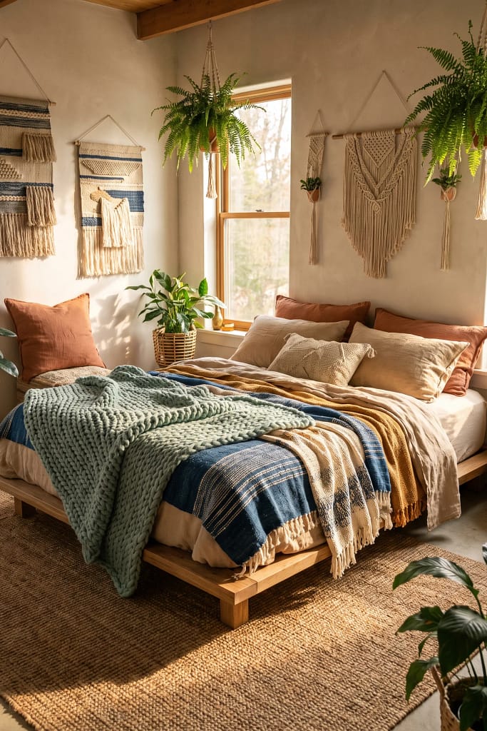 22 Seafoam Green Bedroom Ideas for Calm Coastal Style 12 Textured Throw Blankets