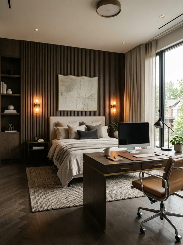 23 Office Guest Room Ideas for Stylish Dual Spaces 23 Accent Wall Paneling