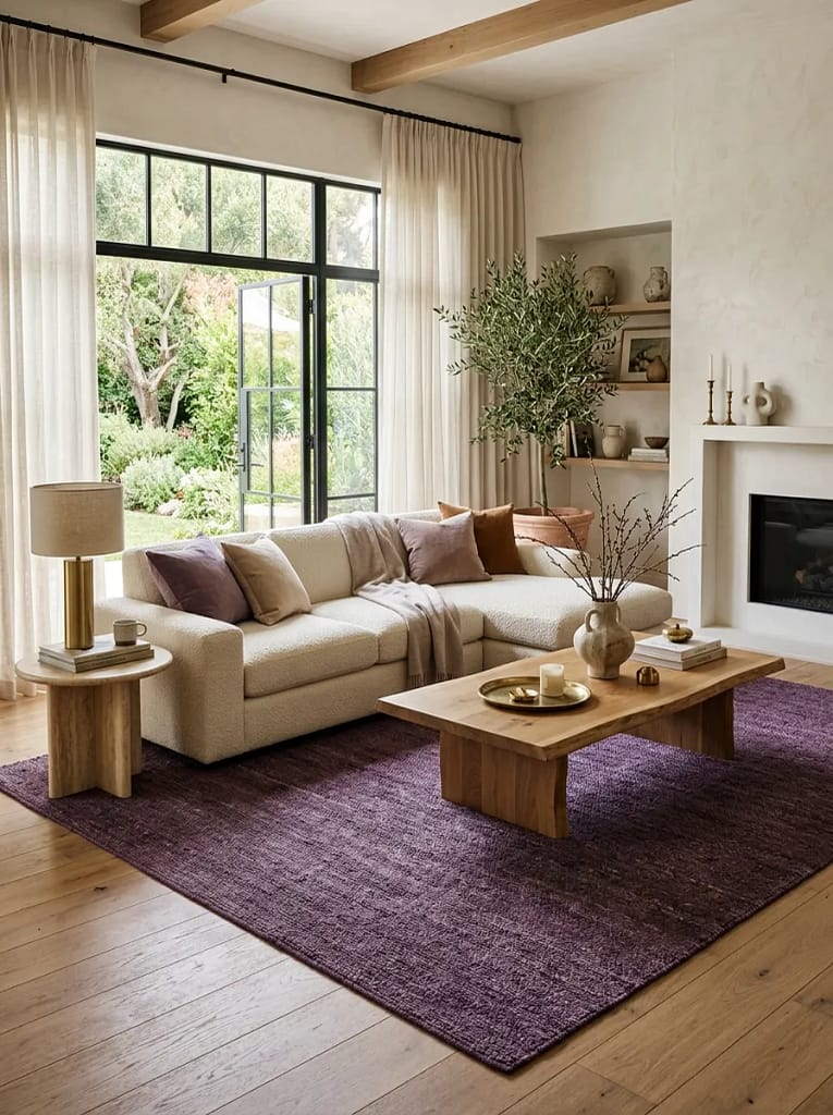 23 Moody Purple Living Room Ideas That Feel Luxe 5 Amethyst Purple Area Rug