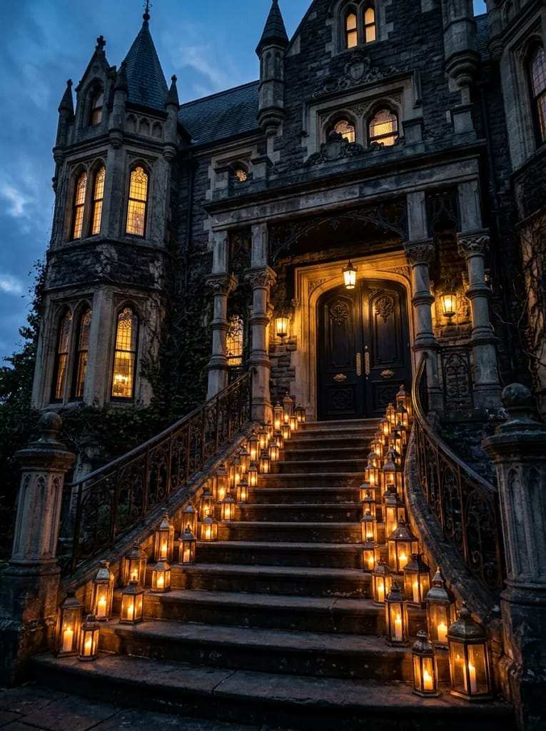24 Witchcore Porch Ideas for Spooky Cozy Charm 4 Antique Lantern Entryway