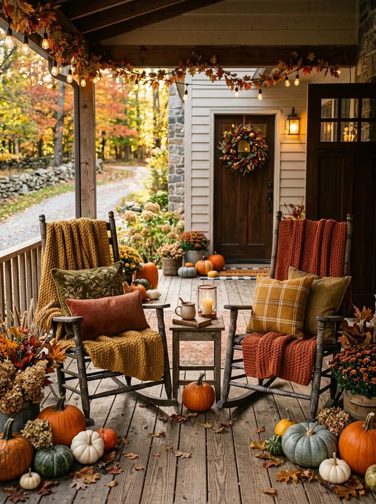 20 Maximalist Fall Porch Decor Ideas for Every Home 11 Antique Rocking Chairs