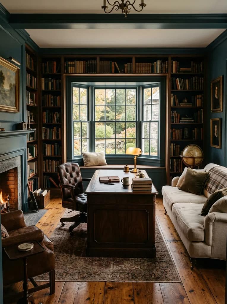 24 Dark Academia Living Room Ideas Full of Charm 12 Antique Wooden Writing Desk