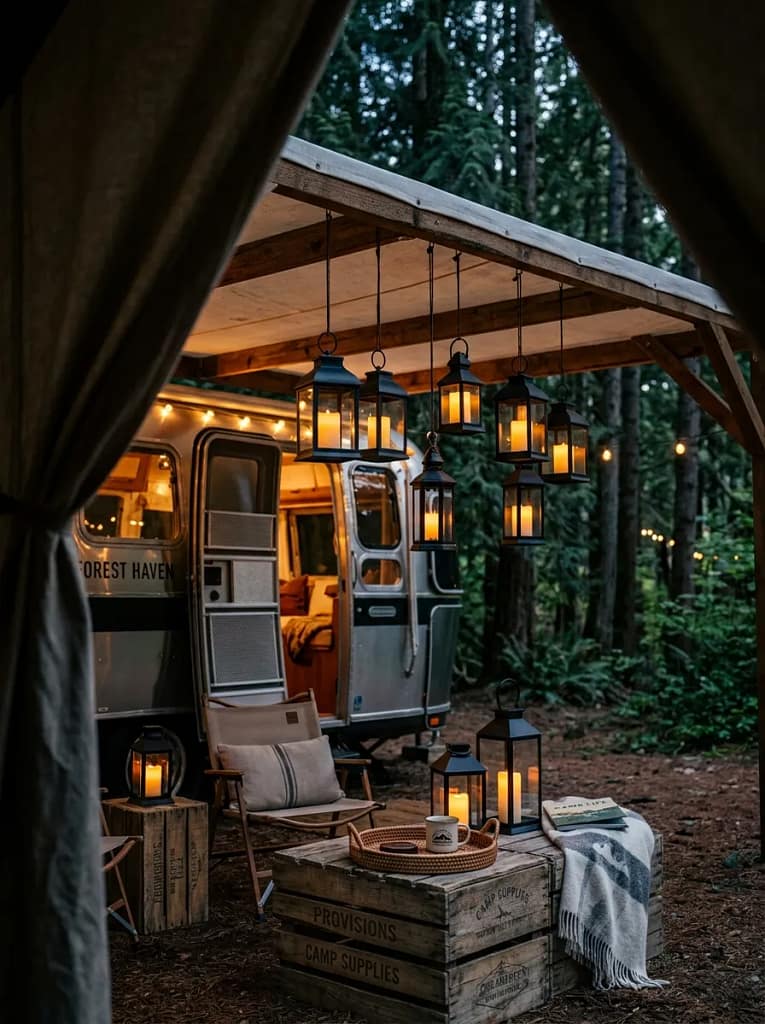 20 Camper Porch Decor Ideas for Cozy Outdoor Living 4 Awning Lantern Set