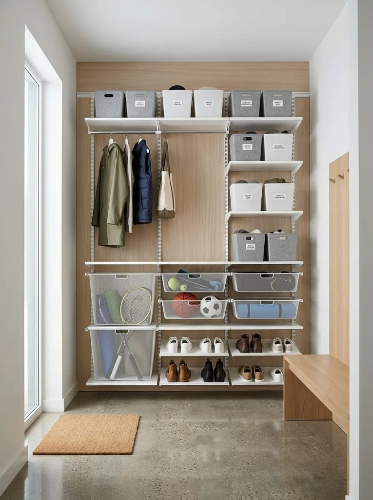 22 IKEA Mudroom Ideas for Smart Entryway Storage 5 BOAXEL Adjustable Mudroom System
