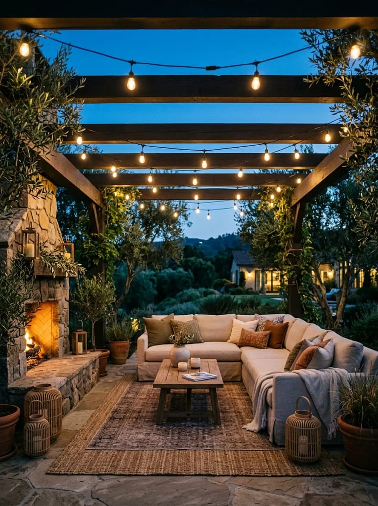 23 Shade Structure Ideas for Cool Outdoor Comfort 20 Backyard Pergola with String Lights