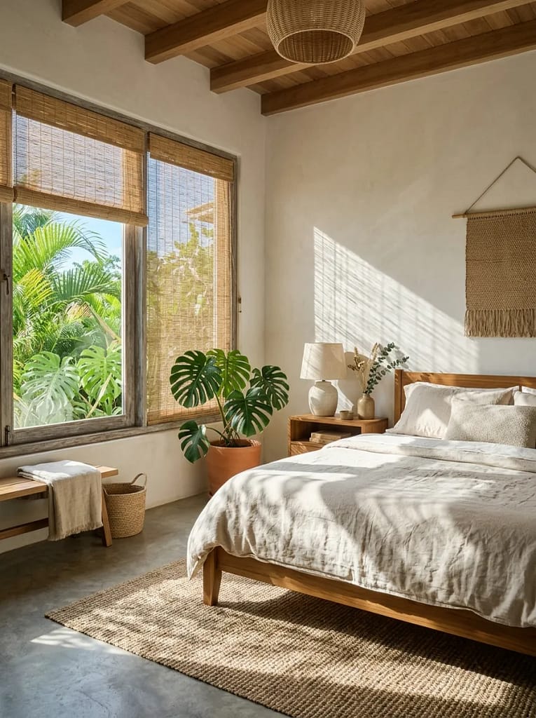 20 Bedroom Cooling Ideas for Better Sleep All Night 9 Bamboo Window Shades