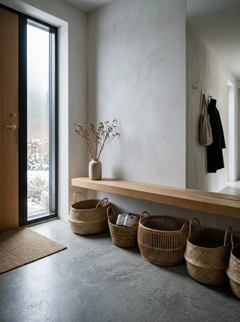 24 Entryway Refresh Ideas for Stylish First Impressions 5 Baskets for Shoe Storage
