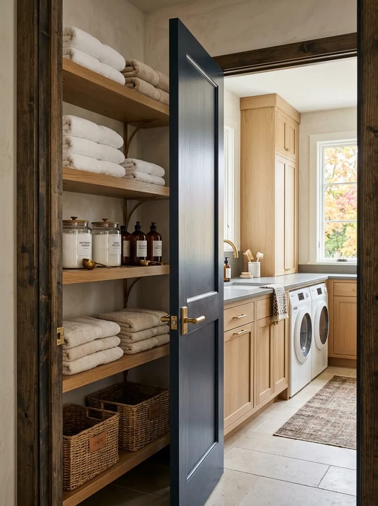 22 Fall Laundry Room Storage Ideas for Tidy Spaces 17 Behind Door Shelves