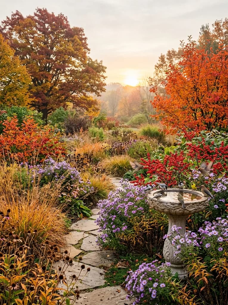 22 Autumn Garden Ideas for Dreamy Seasonal Beauty 13 Bird-Friendly Autumn Garden