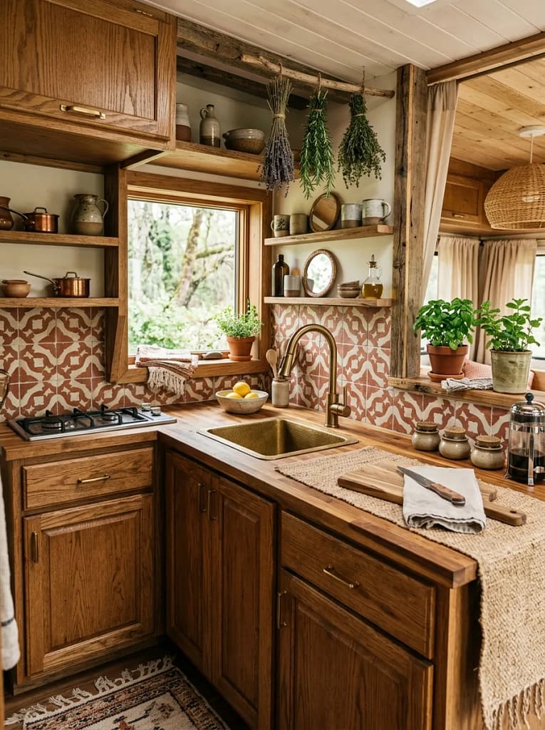 21 Boho Camper Interior Ideas for Cozy Tiny Living 7 Boho Tile Backsplash
