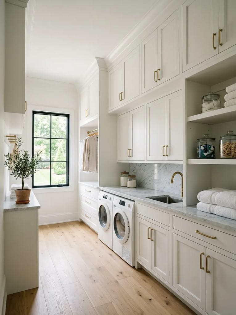 20 Laundry Room Organization Ideas for Clutter Free Space 3 Built-In Ceiling Cabinets