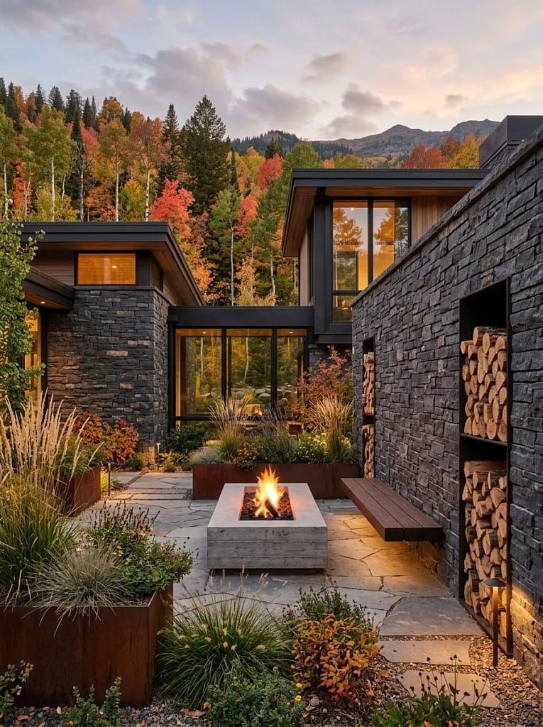 20 Fall Fire Pit Ideas for Cozy Backyard Evenings 19 Built-In Firewood Storage