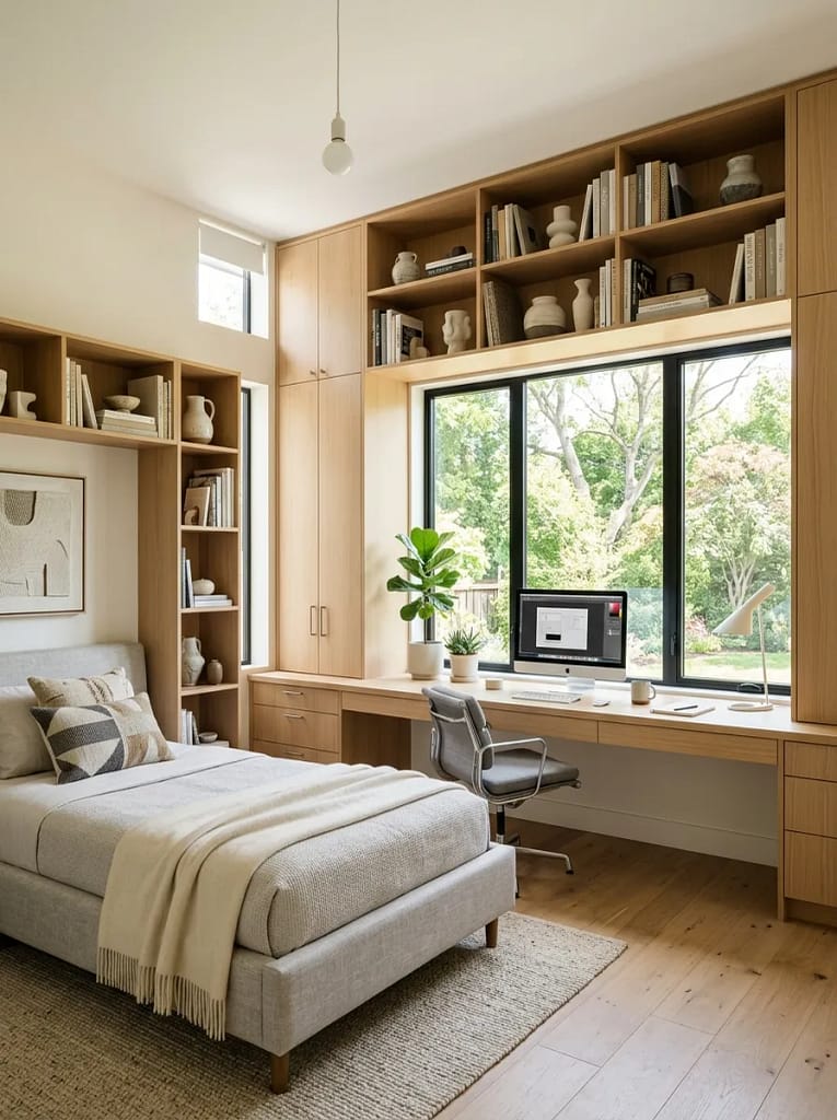 23 Office Guest Room Ideas for Stylish Dual Spaces 4 Built-In Wall Desk