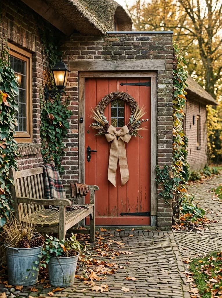 23 Fall Front Door Wreath Ideas for Instant Charm 12 Burlap Bow Rustic Wreath