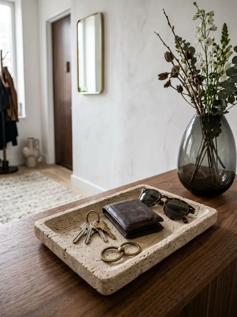 24 Entryway Refresh Ideas for Stylish First Impressions 15 Catchall Tray for Keys