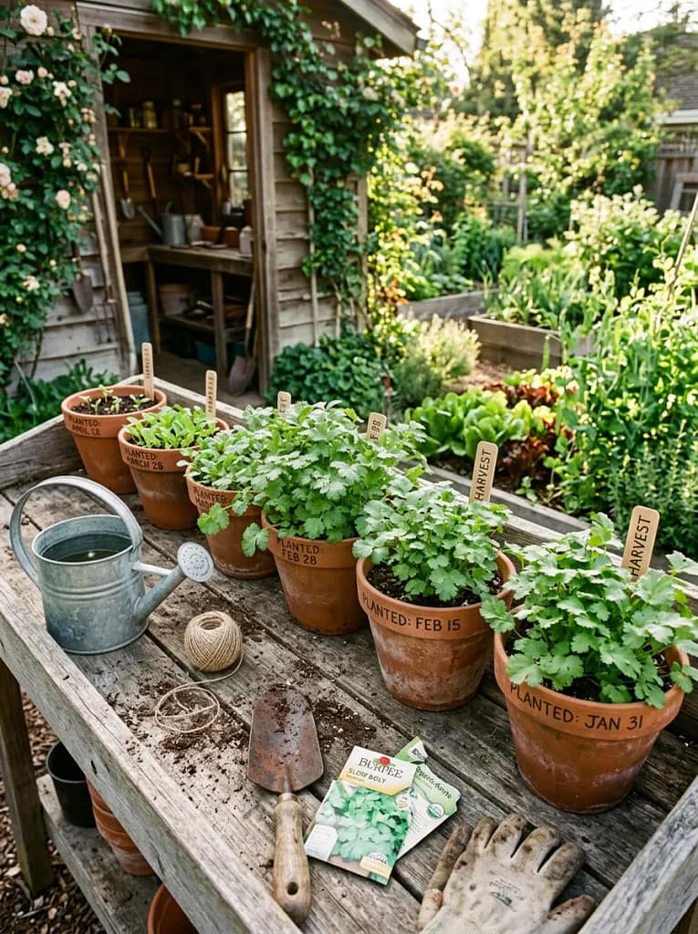 22 Herb Garden Ideas for Fresh Flavor All Year Long 17 Cilantro Succession Pots