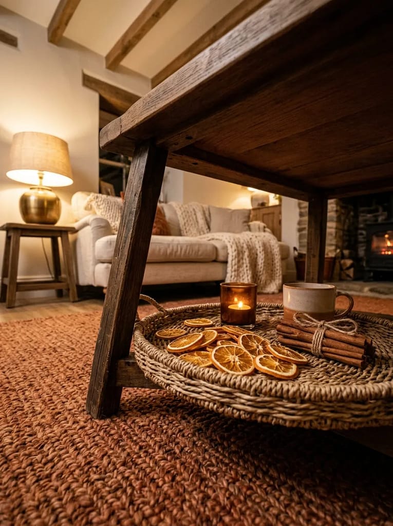 24 Fall Coffee Table Decor Ideas for Cozy Autumn Style 18 Cinnamon & Dried Orange Display