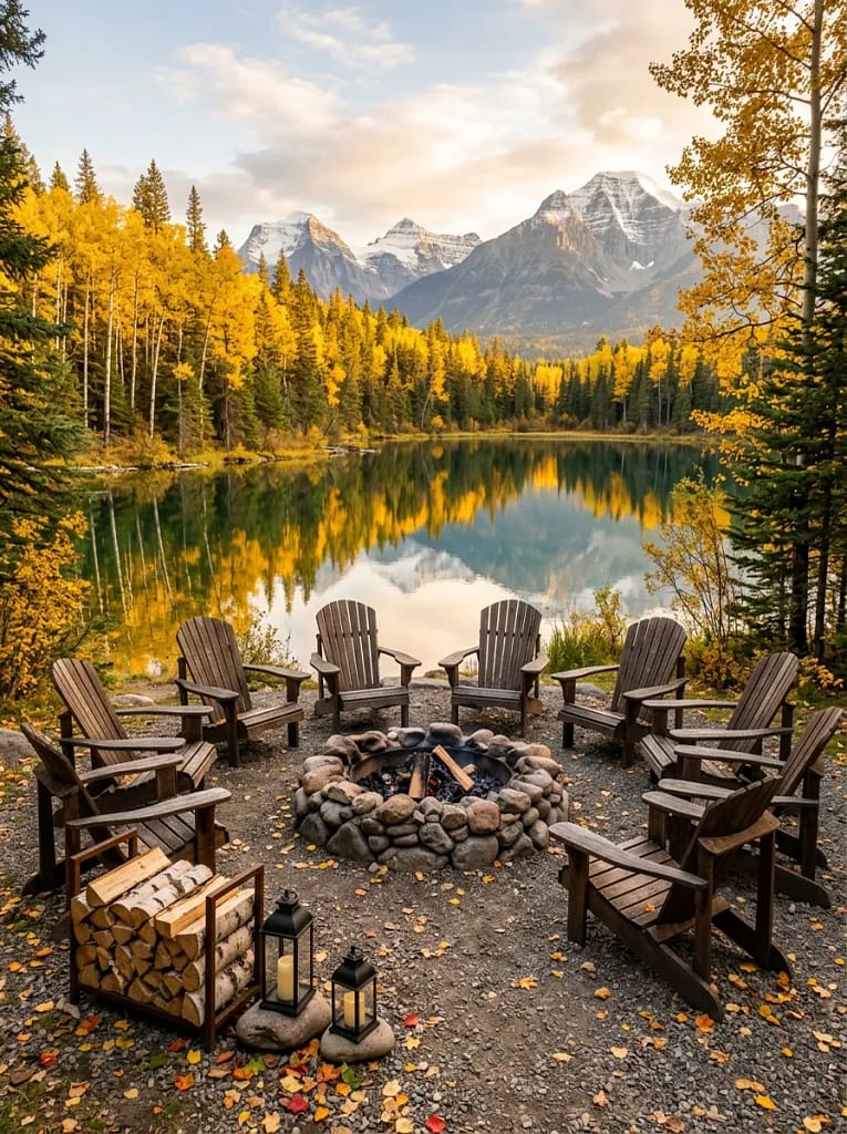 20 Fall Fire Pit Ideas for Cozy Backyard Evenings 5 Circular Adirondack Chair Setup