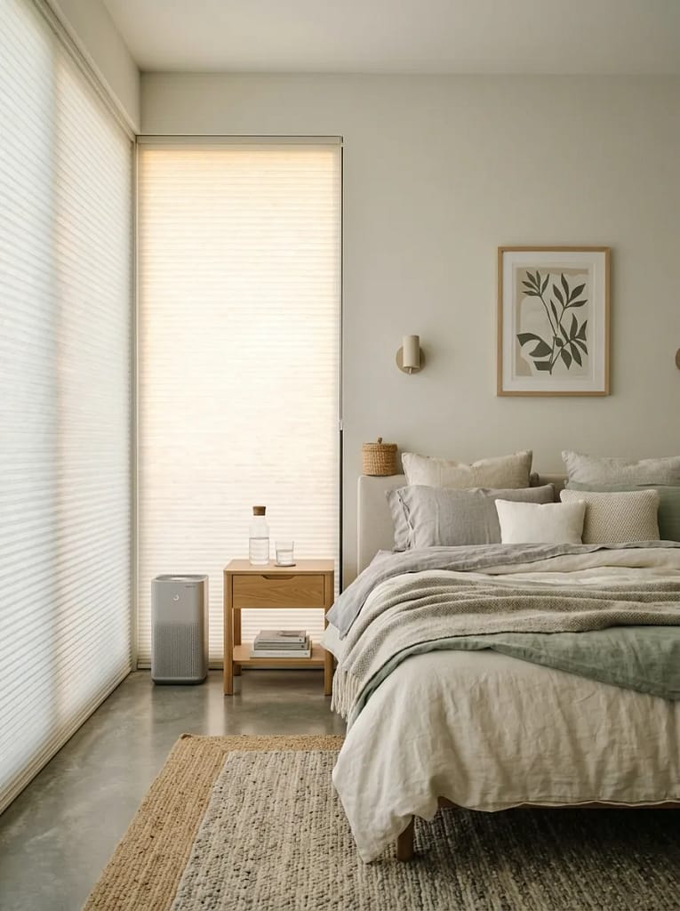 20 Bedroom Cooling Ideas for Better Sleep All Night 20 Closed Daytime Blinds