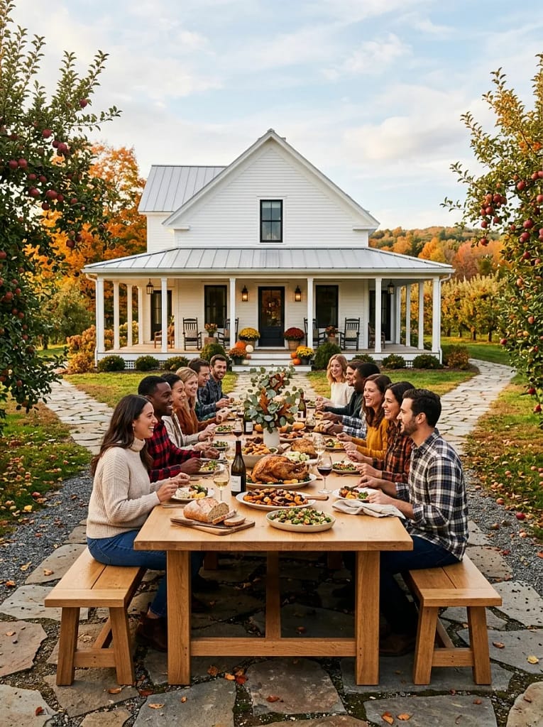22 Backyard Potluck Table Ideas for Easy Entertaining 15 Communal Family-Style Bench Table