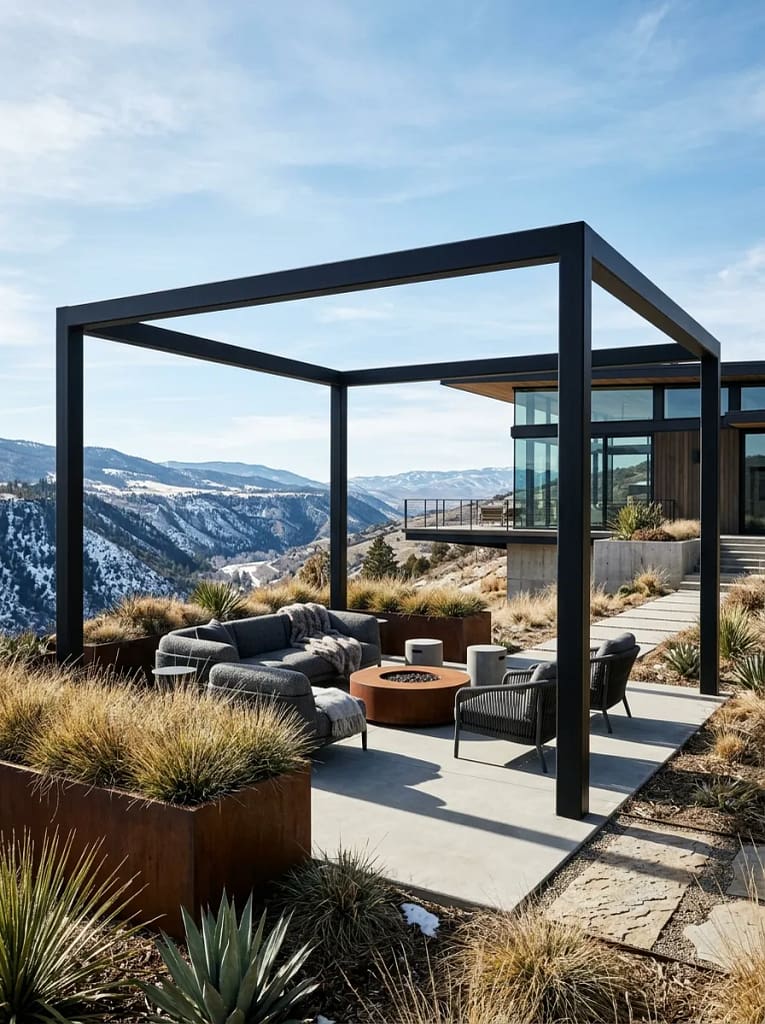 23 Shade Structure Ideas for Cool Outdoor Comfort 12 Contemporary Steel Frame Pergola