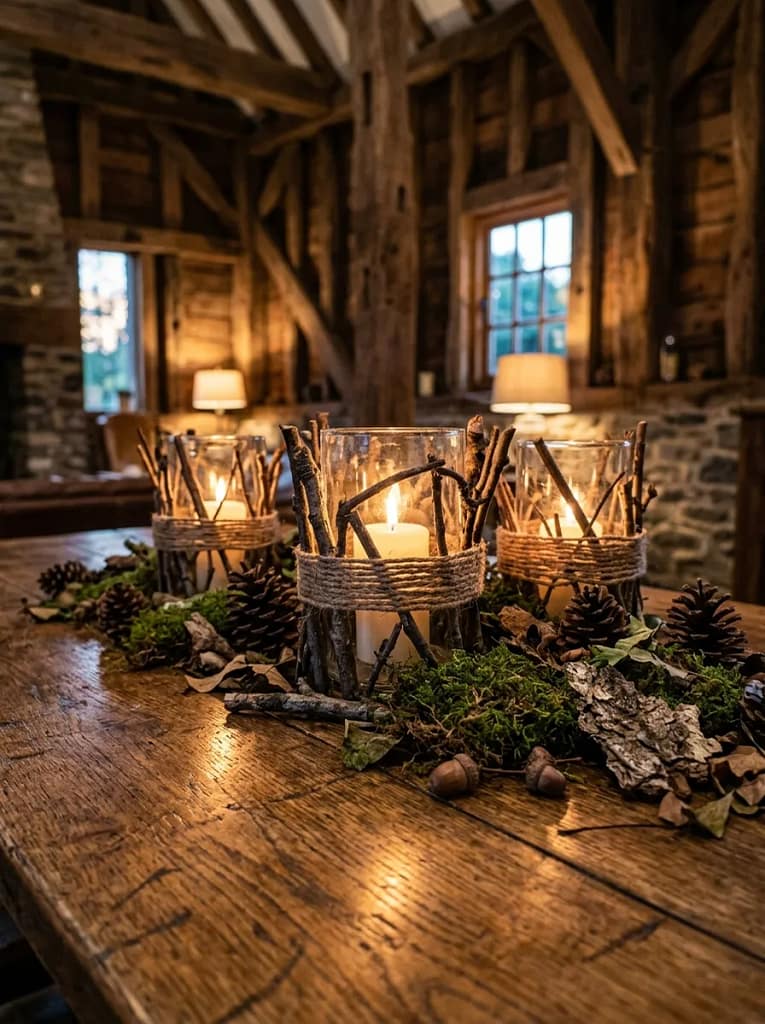 21 Forest Foraging Decor Ideas Full of Rustic Magic 11 Craft Twig Candle Holders