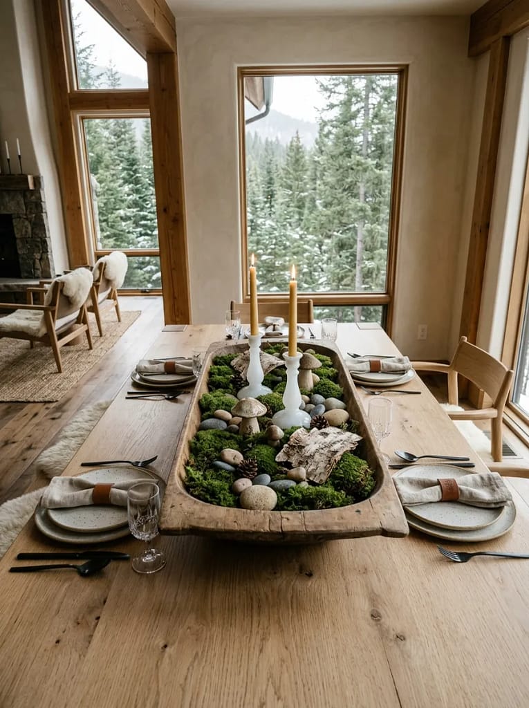 21 Forest Foraging Decor Ideas Full of Rustic Magic 3 Create Moss Table Centerpiece
