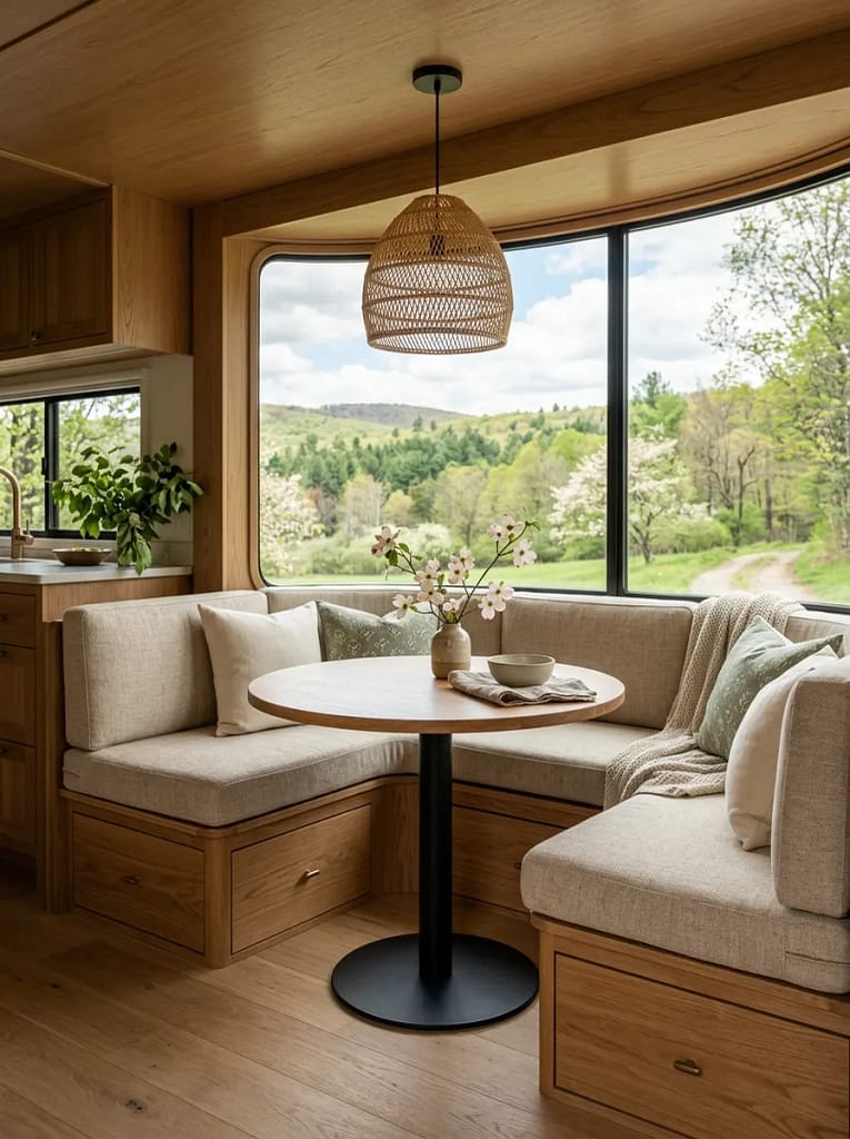 21 Camper Living Room Ideas for Cozy Tiny Interiors 15 Custom Cushion Bench