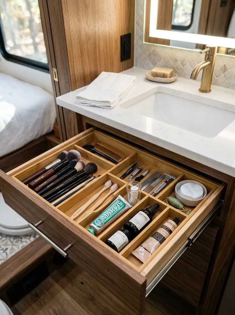 24 Camper Bathroom Storage Ideas for Small Spaces 20 Cutlery Tray Drawer Insert