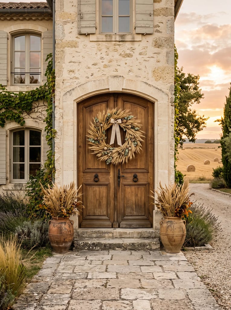 23 Fall Front Door Wreath Ideas for Instant Charm 4 Dried Wheat Harvest Wreath