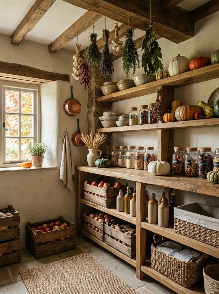 20 Pumpkin Gourd Decor Ideas for Charming Fall Homes 20 Farmhouse Pantry Fall Styling