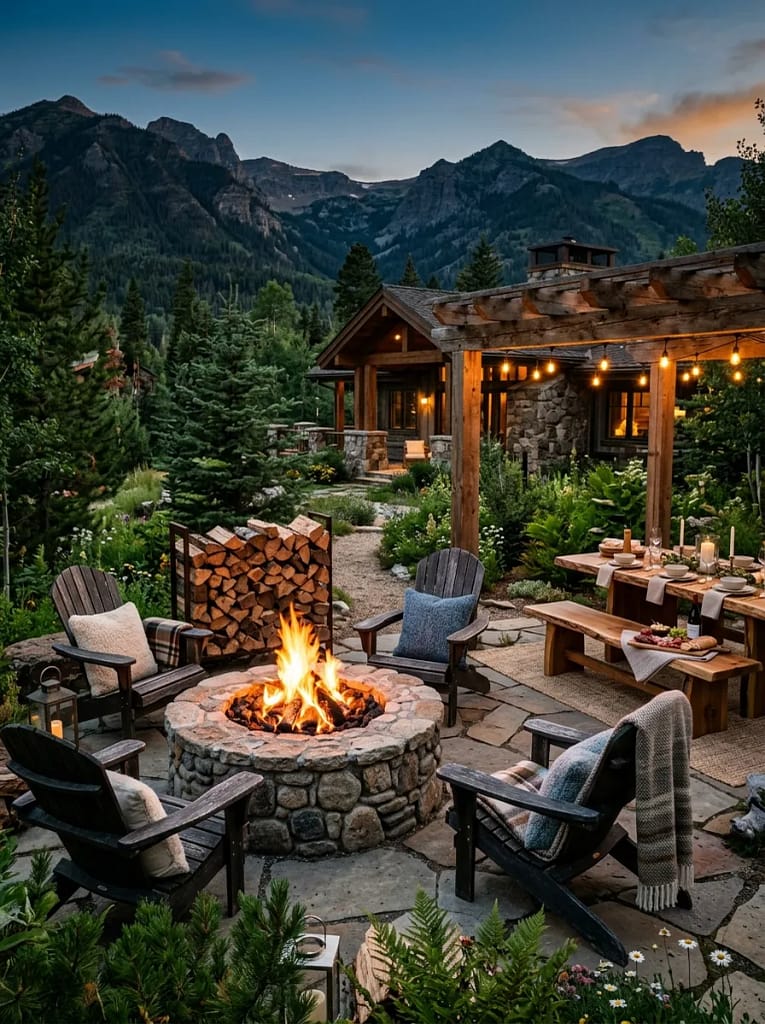 23 Outdoor Picnic Area Ideas for Backyard Gatherings 6 Fire Pit Gathering Space