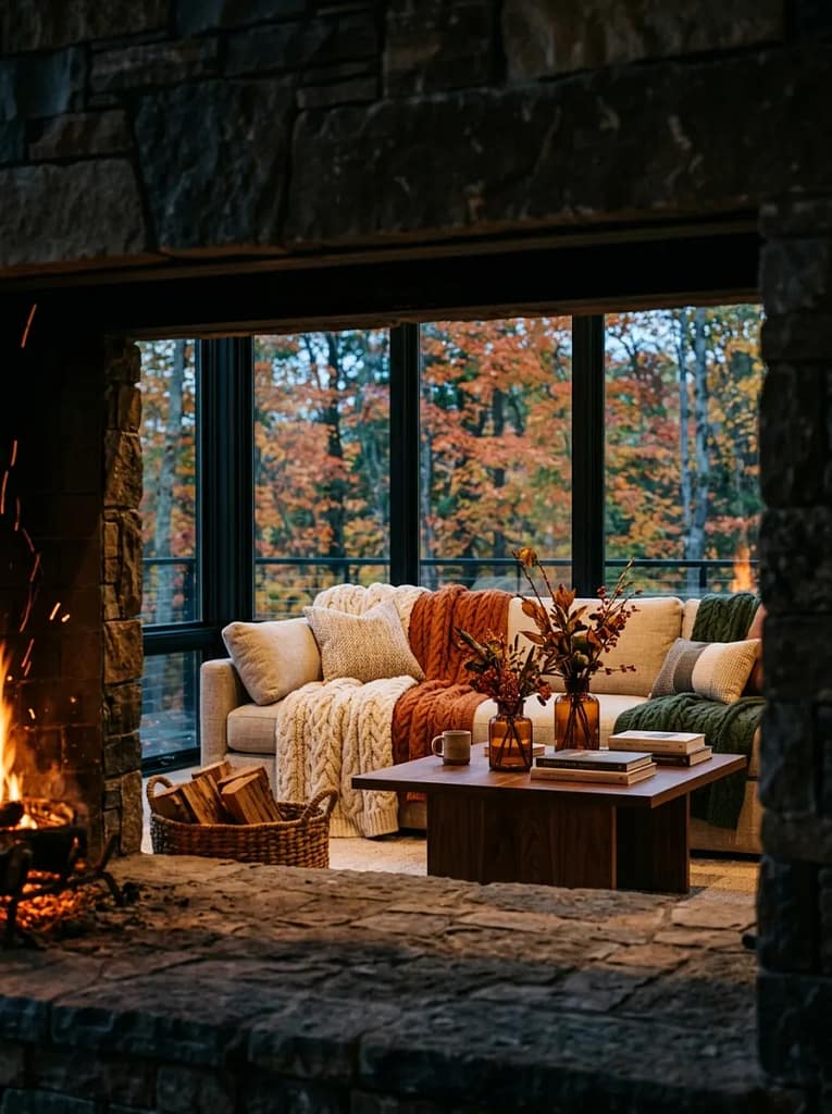 24 Autumn Lighting Ideas for Warm Cozy Evenings 17 Fireplace Ambient Glow