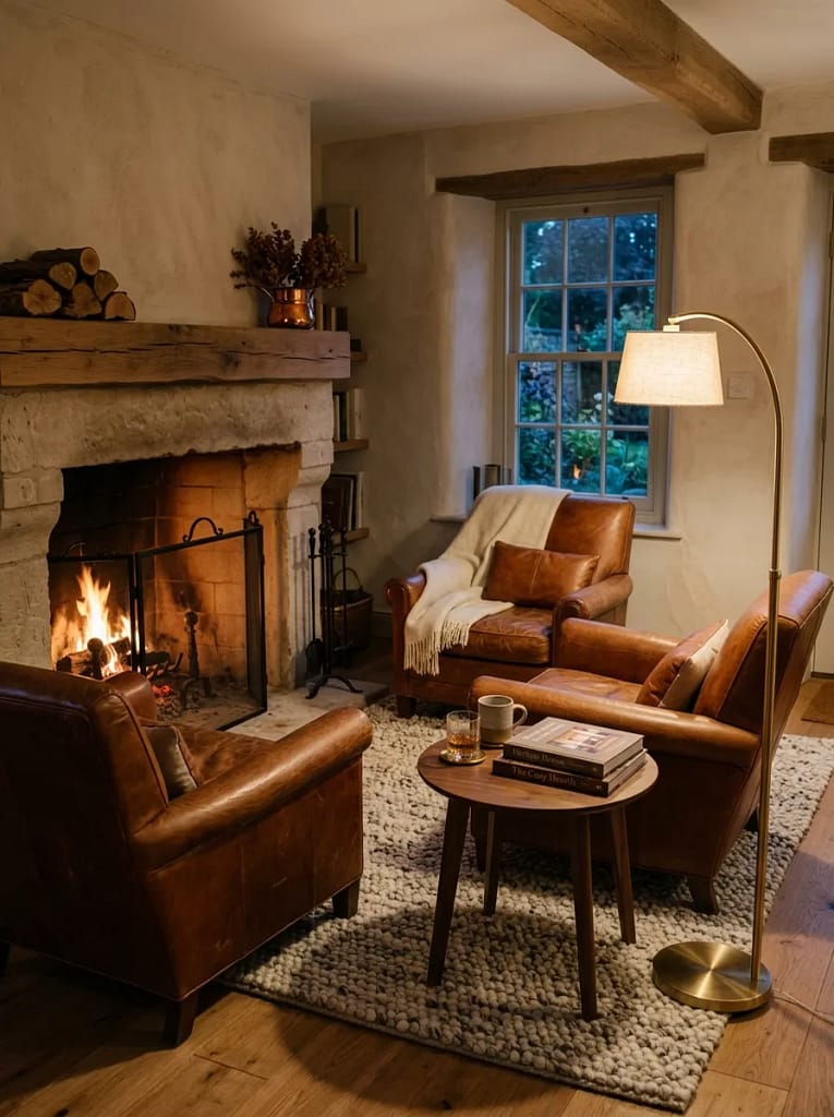 22 Rest Corner Ideas for Peaceful Cozy Home Retreats 6 Fireplace Sitting Corner
