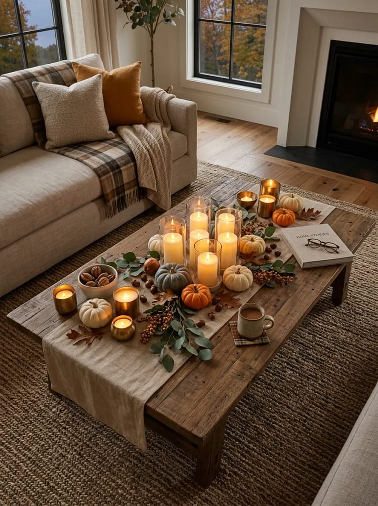 24 Autumn Lighting Ideas for Warm Cozy Evenings 4 Flameless Candle Clusters