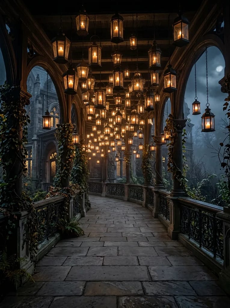 24 Witchcore Porch Ideas for Spooky Cozy Charm 8 Floating Candle Lanterns