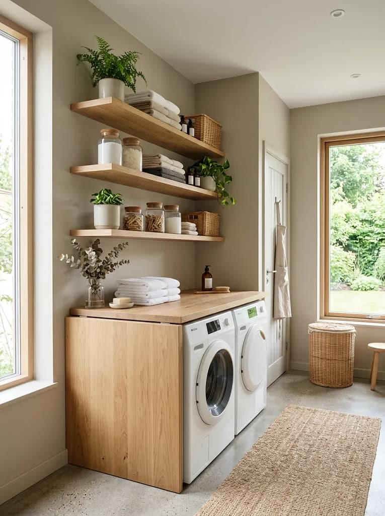 24 Laundry Room Storage Ideas to Maximize Every Inch 4 Floating Shelves Above Counter
